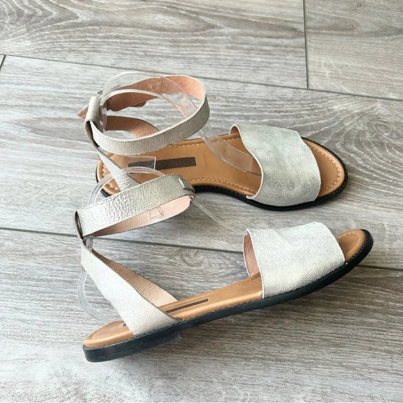 Modern Vintage Handmade All Leather Metallic Leather Sandals - Picture 2 of 12